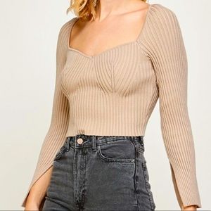 Sweetheart Neckline Cropped Ribbed Sweater — Sweet Escape Boutique